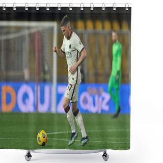 Personality  Jordan Veretout Player Of Roma, During The Match Of The Italian SerieA Championship Between Benevento Vs Roma Final Result 0-0, Match Played At The Ciro Vigorito Stadium In Benevento. Italy, February 21, 2021.  Shower Curtains
