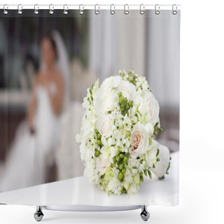 Personality  Wedding Bouquet In Basket Shower Curtains
