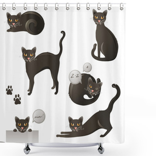 Personality  Black Cat Shower Curtains
