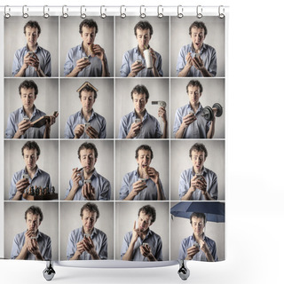 Personality  Same Man Doing Different Things Shower Curtains