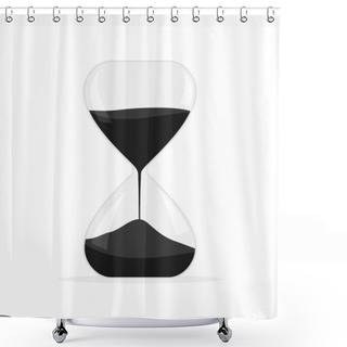 Personality  Hourglass With Black Sand Isolated On White Background. Flat Vector Illustration Shower Curtains