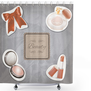 Personality  Cosmetic Set. Vector Illustration Shower Curtains