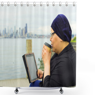 Personality  Woman Enjoys Lifestyle Post-Surgery Shower Curtains