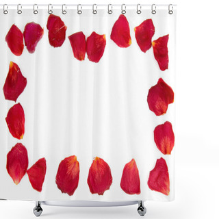 Personality  Frame From Red Rose Petals Shower Curtains