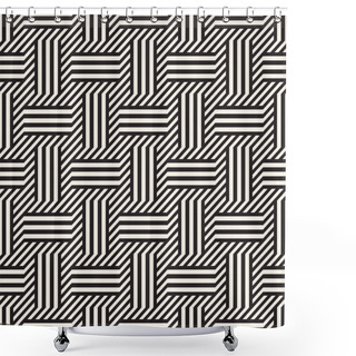 Personality  Vector Seamless Pattern. Modern Stylish Interlacing Lines Texture. Geometric Striped Ornament. Shower Curtains