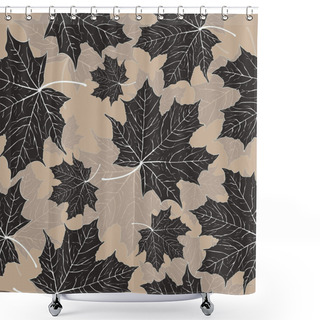 Personality  Leaves Seamless Pattern, Vector Background. Black Maple  On A Beige . For The Design Of Wallpaper, Fabric, Decoration Material Shower Curtains