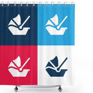 Personality  Baby Carrier Blue And Red Four Color Minimal Icon Set Shower Curtains