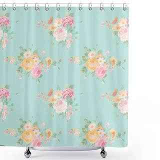 Personality  Vintage Flowers Background - Seamless Floral Shabby Chic Pattern Shower Curtains