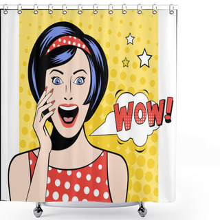 Personality  Pop Art Woman WOW Bubble. Vector Illustration Shower Curtains