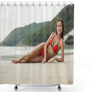 Personality  Lying On Beach Shower Curtains