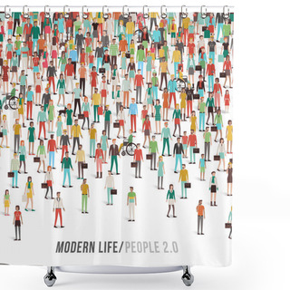 Personality  Crowd Of People Banner Shower Curtains