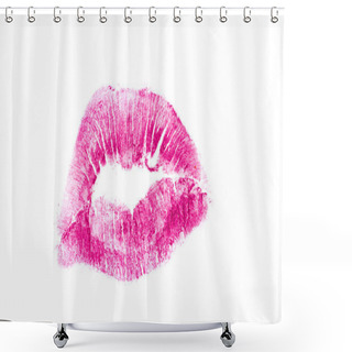 Personality  Lipstick Kiss Isolated On White Background Shower Curtains