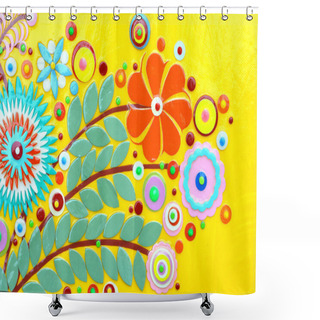 Personality  Flowers On Yellow Abstract Surface  Shower Curtains