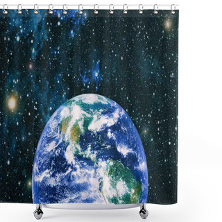 Personality  Earth In The Outer Space Collage. Abstract Wallpaper. Our Home. Elements Of This Image Furnished By NASA Shower Curtains