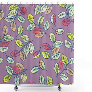 Personality  Seamless Pattern With Cute Leaves Shower Curtains