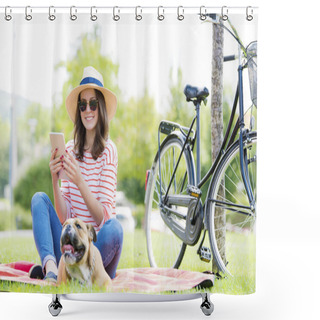 Personality  Young Woman Relaxing Outdoor  Shower Curtains