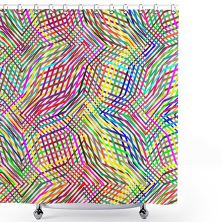 Personality  Colorful Scribble, Cross Hatch Geometric Lines Pattern. Intersec Shower Curtains