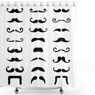 Personality  Moustache Icons Isolated Set Shower Curtains