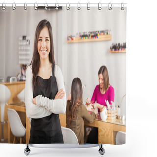 Personality  Business Owner Standing Shower Curtains