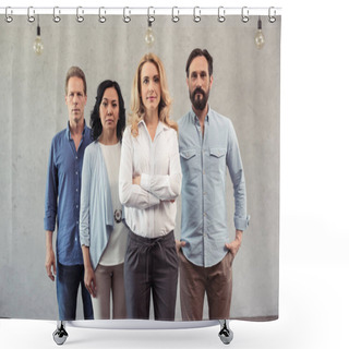 Personality  Middle Aged Multiethnic Business Team Shower Curtains
