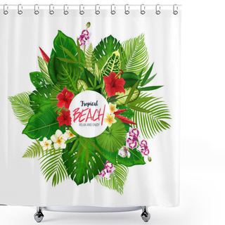 Personality  Summer Tropical Palm Leaves And Flower Poster Shower Curtains
