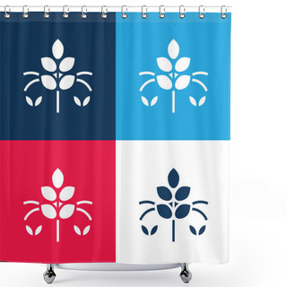Personality  Agronomy Blue And Red Four Color Minimal Icon Set Shower Curtains