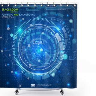 Personality  Futuristic Blue Touch Interface HUD Shower Curtains