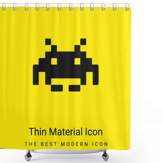 Personality  Alien Pixelated Shape Of A Digital Game Minimal Bright Yellow Material Icon Shower Curtains