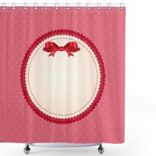 Personality  Vintage Frame With Bow  Background. Vector Illustration Shower Curtains