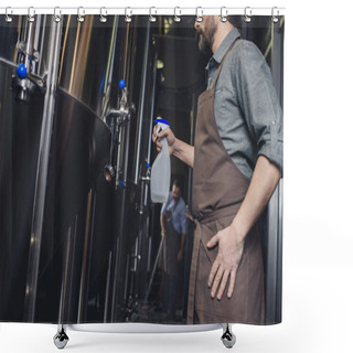 Personality  Worker Cleaning Brewery Equipment Shower Curtains