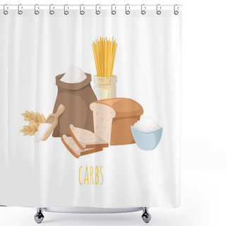 Personality  Carbohydrate Food Vector Illustration. Shower Curtains