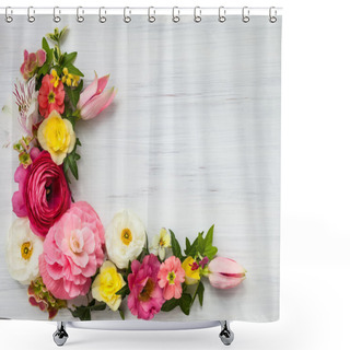Personality  Flowers Frame On White Shower Curtains