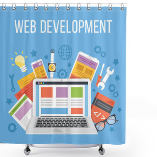 Personality  Web Development Flat Illustration Concept Shower Curtains