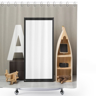 Personality  Frame Mock Up On Table Shower Curtains