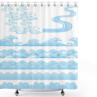 Personality  Japanese Traditional Wave Shower Curtains