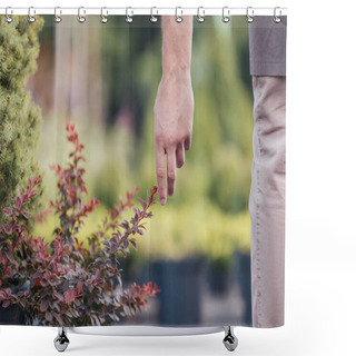 Personality  Man Touching Plant In Garden Shower Curtains