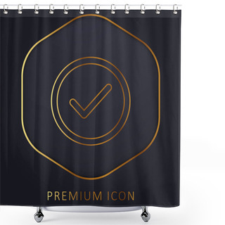 Personality  Accept Circular Button Outline Golden Line Premium Logo Or Icon Shower Curtains