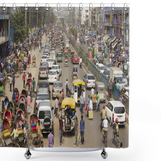 Personality  Busy Traffic At The Central Part Of The City In Dhaka, Bangladesh. Shower Curtains