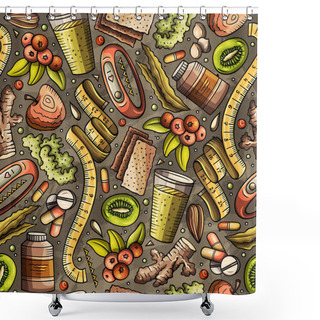 Personality  Cartoon Hand-drawn Diet Food Seamless Pattern Shower Curtains