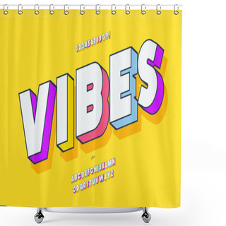 Personality  Vector Vibes Font 3d Bold Colorful Style Shower Curtains