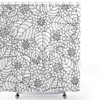 Personality  Hand Drawn Zentangle Flower Ornament For Adult Anti Stress Shower Curtains