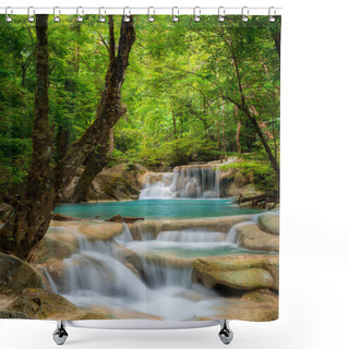 Personality  Erawan Waterfall In Thailand Is Locate In Kanchanaburi Provience Shower Curtains
