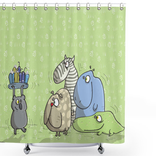 Personality  Animals Having Fun No.14 Shower Curtains