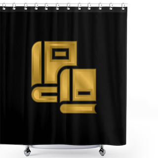Personality  Book Gold Plated Metalic Icon Or Logo Vector Shower Curtains