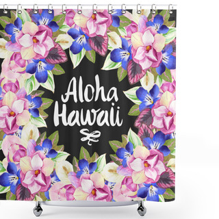 Personality  Hawaiian Wreath With Realistic Watercolor Flowers. Aloha Hawaii. Shower Curtains
