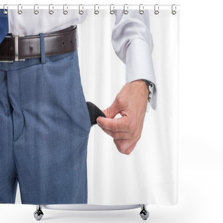 Personality  Businessman With Empty Pocket Shower Curtains