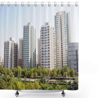 Personality  Apartment Buildings Shower Curtains