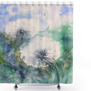 Personality  Background With Flower Dandelion Shower Curtains