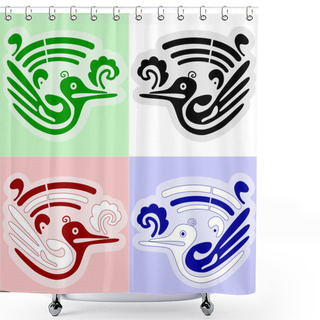Personality  Vector Birds In Traditional American Indians' Style Shower Curtains