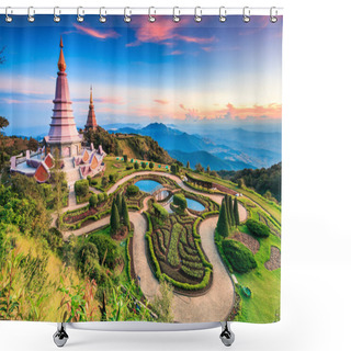 Personality  Pagoda In Inthanon National Park Shower Curtains